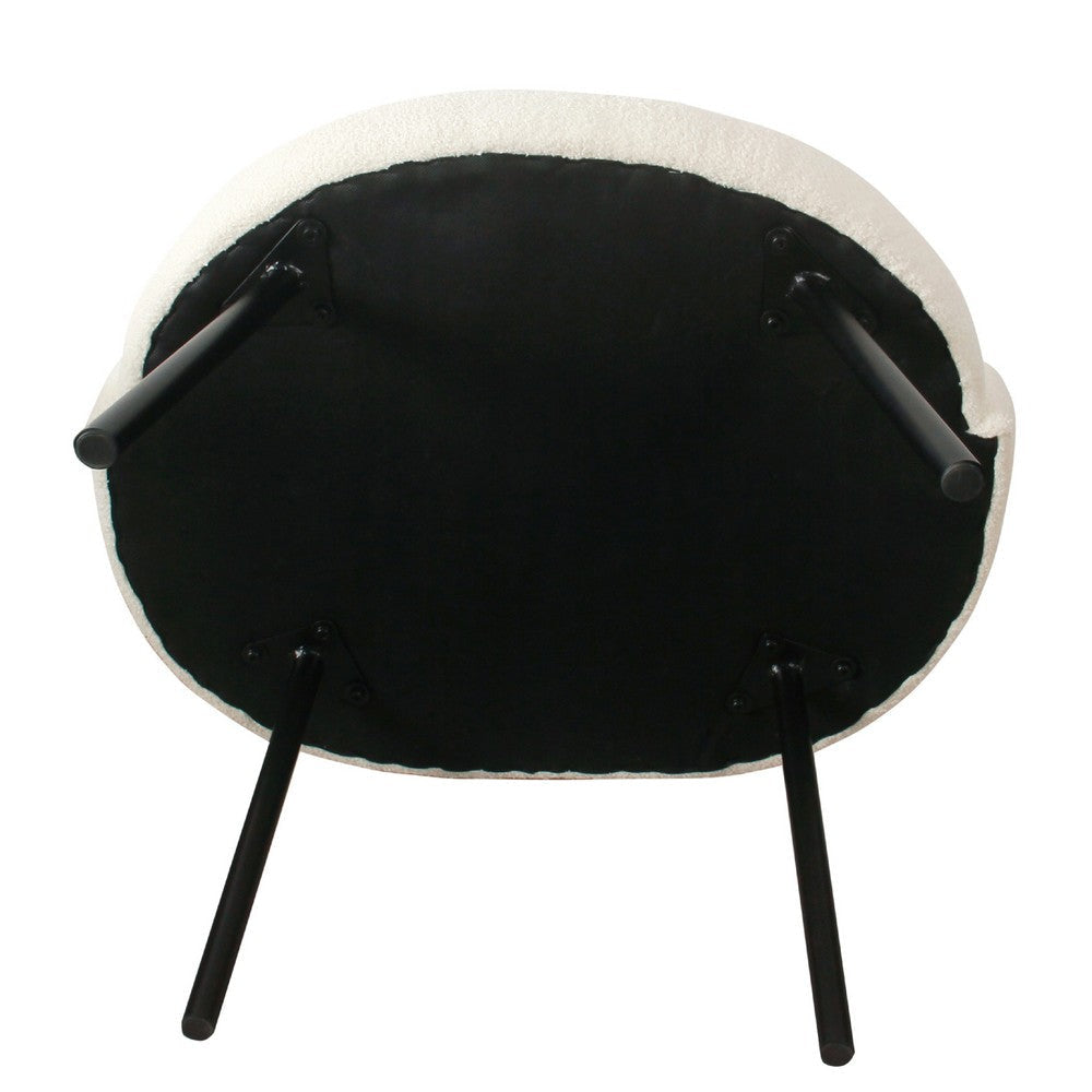 Kila Accent Chair | Soft Cream Sherpa Fabric | Ebony Black Metal Legs