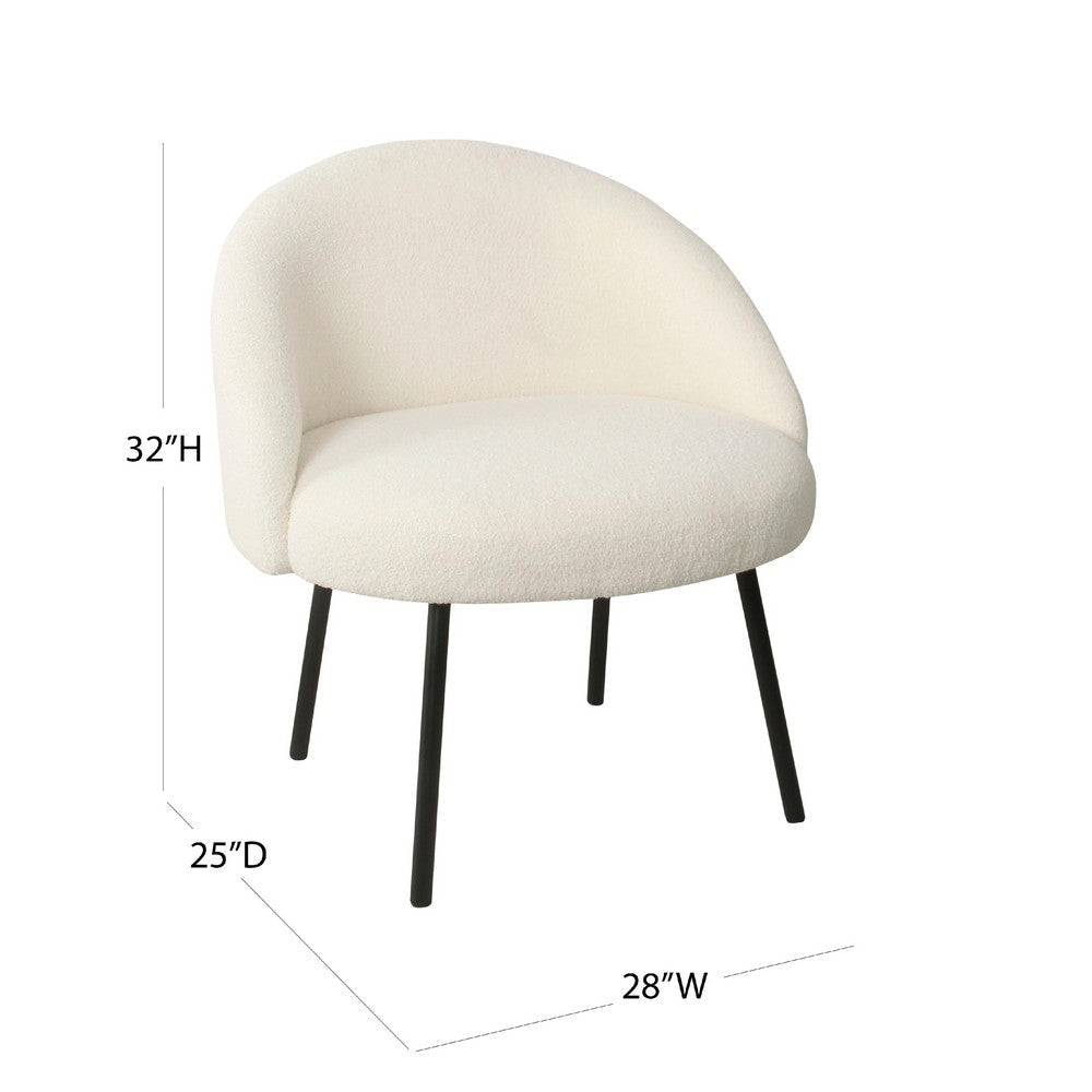 Kila Accent Chair | Soft Cream Sherpa Fabric | Ebony Black Metal Legs