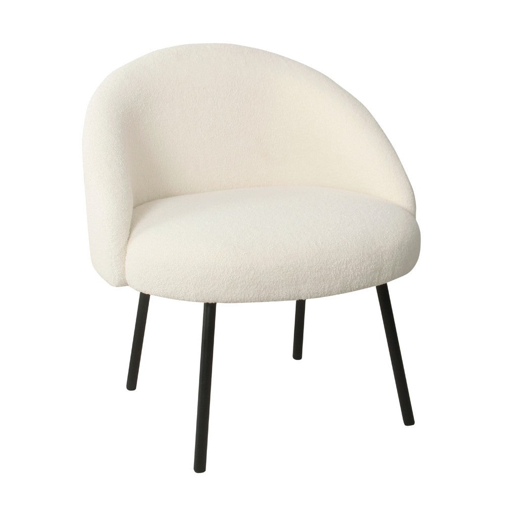 Kila Accent Chair | Soft Cream Sherpa Fabric | Ebony Black Metal Legs