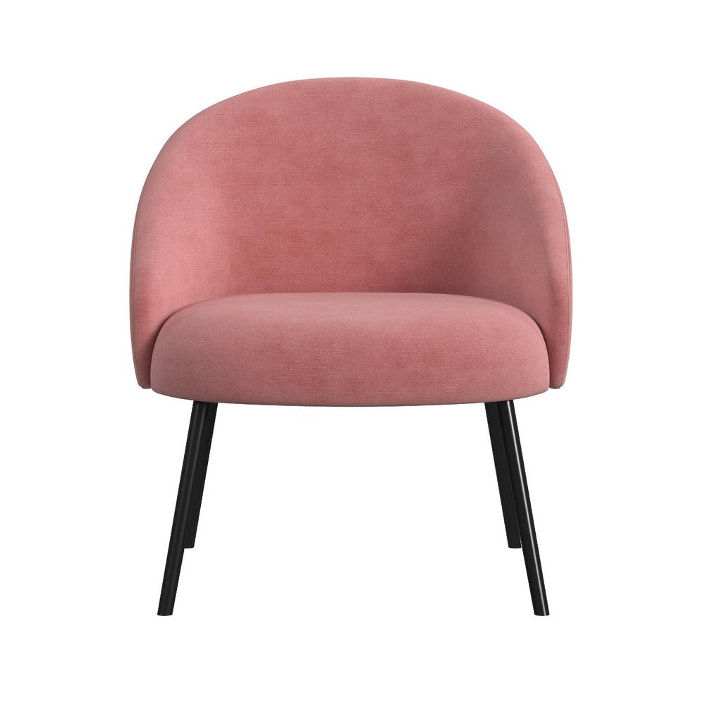 Kila Accent Chair | Soft Pink Velvet and Ebony Black Metal Legs