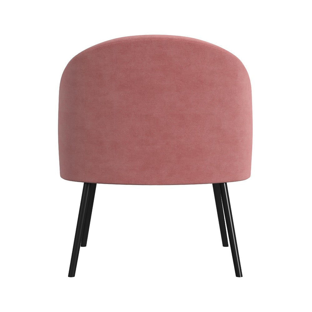 Kila Accent Chair | Soft Pink Velvet and Ebony Black Metal Legs