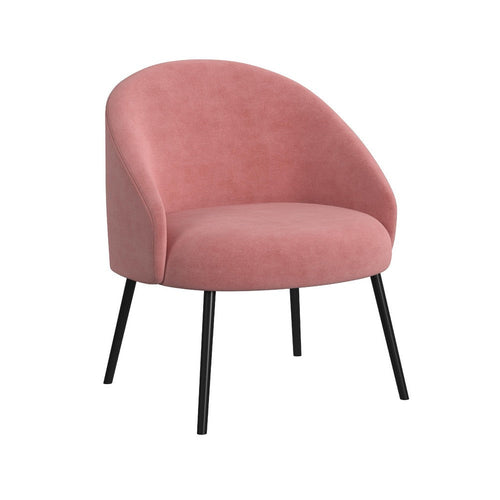 Kila Accent Chair | Soft Pink Velvet and Ebony Black Metal Legs