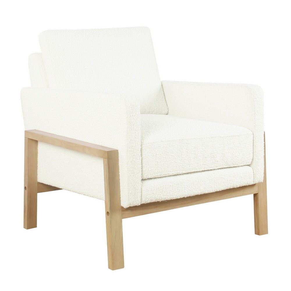 Nimo Accent Armchair | Cream White Boucle | Modern Track Armrests