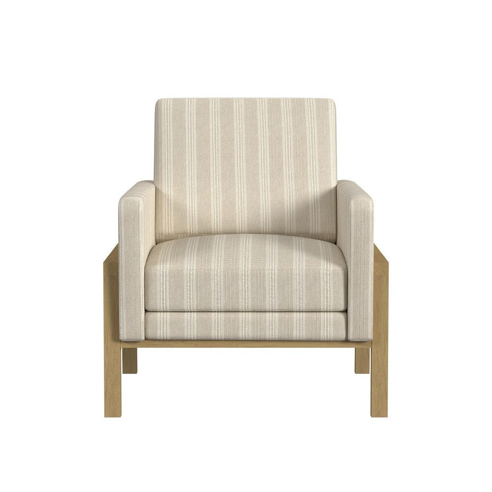 Nimo Accent Armchair | Tan Brown and Cream Polyester | Track Armrests BM334068