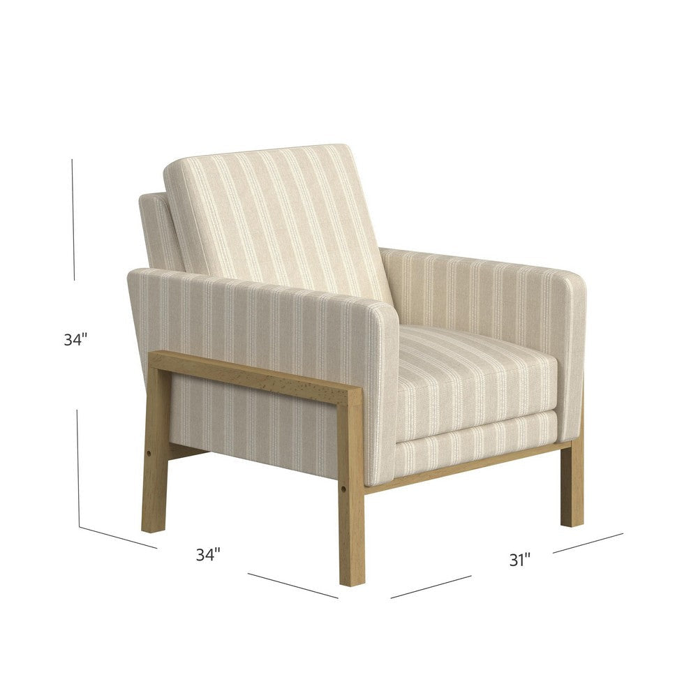Nimo Accent Armchair | Tan Brown and Cream Polyester | Track Armrests BM334068