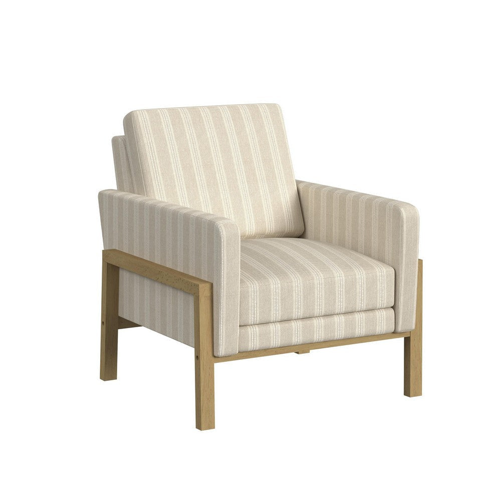 Nimo Accent Armchair | Tan Brown and Cream Polyester | Track Armrests