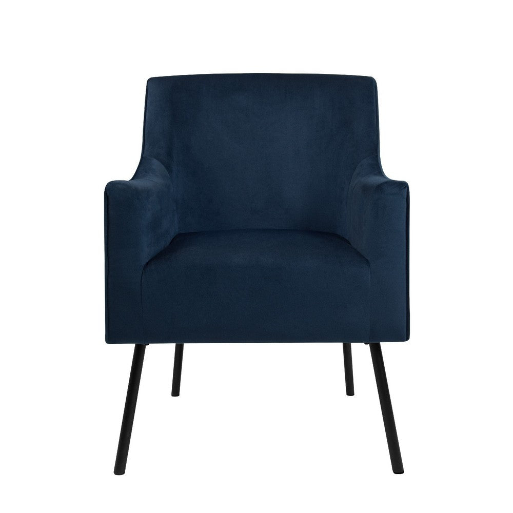 Sune Accent Chair | Soft Navy Blue Velvet and Matte Black Metal Legs