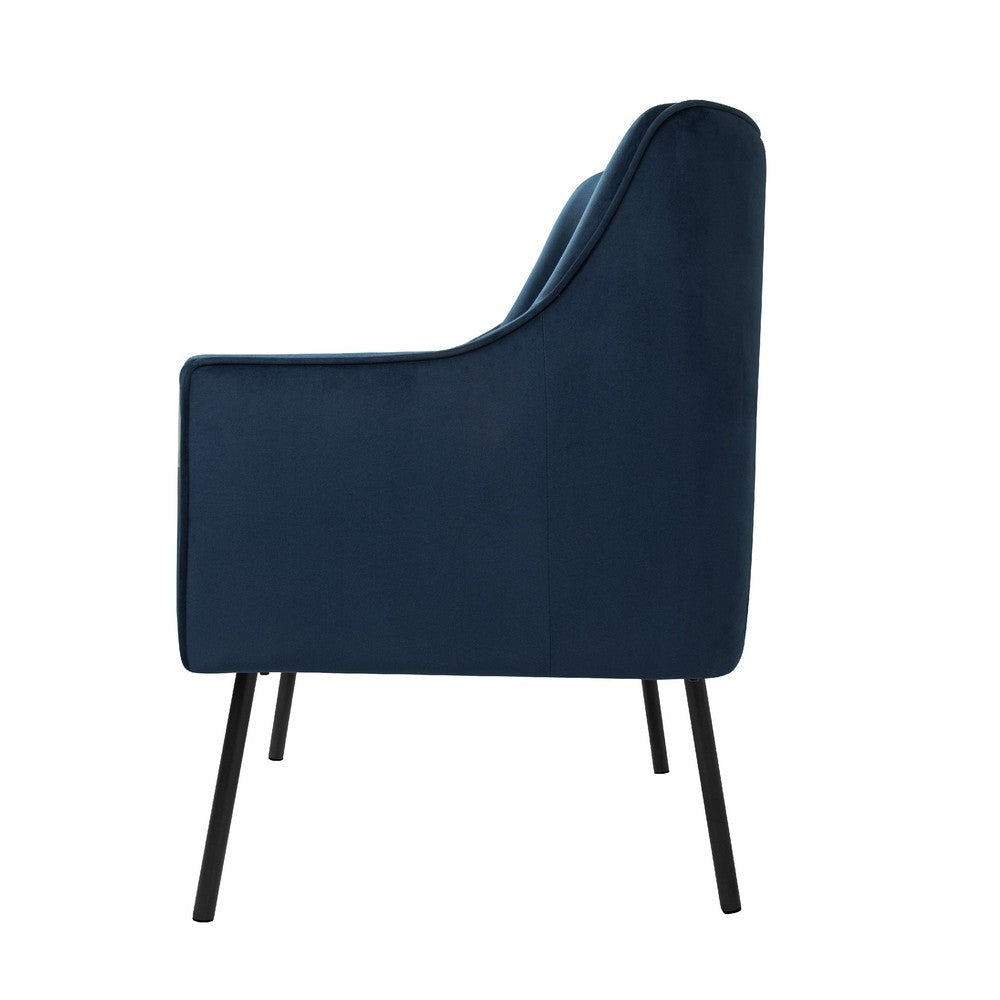 Sune Accent Chair | Soft Navy Blue Velvet and Matte Black Metal Legs