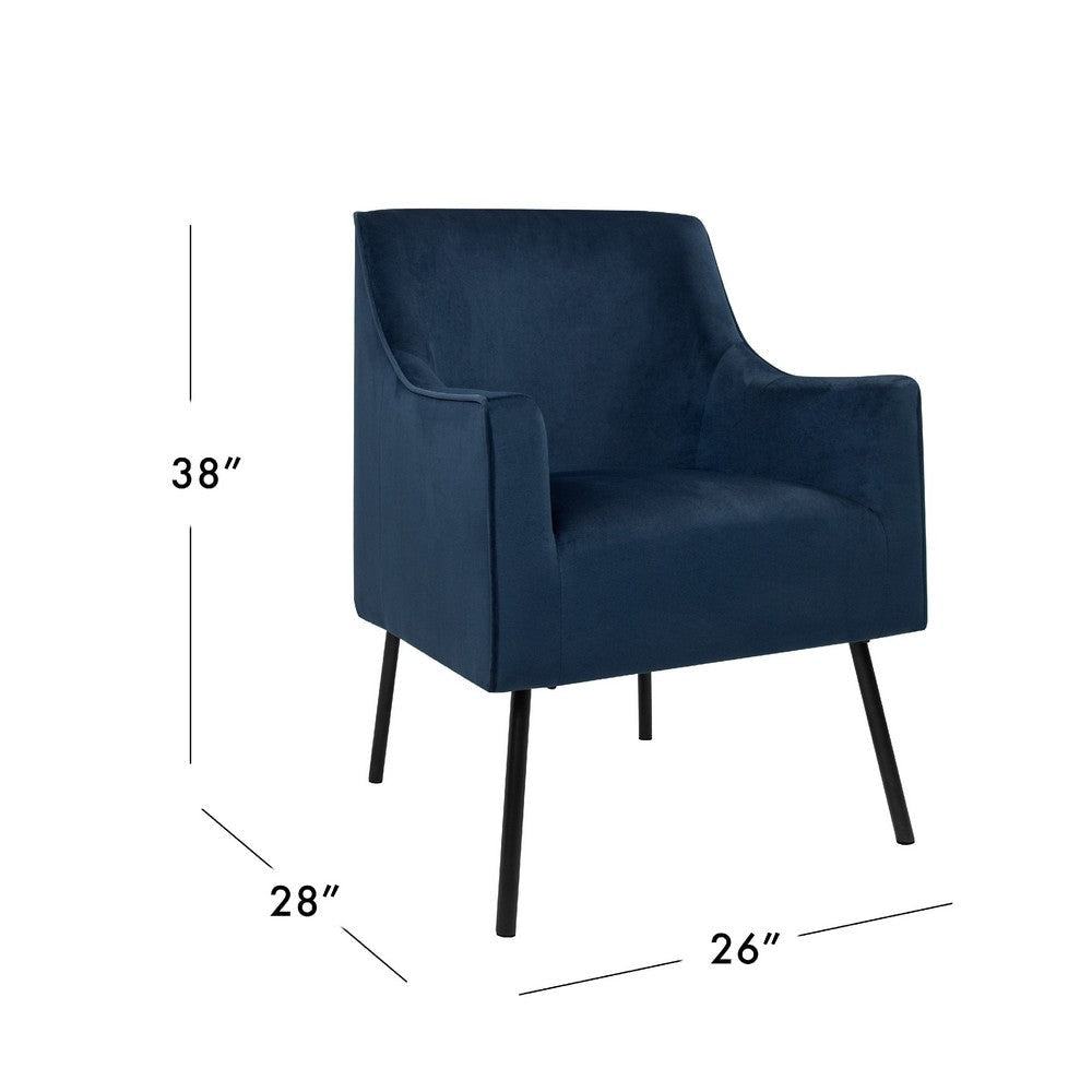 Sune Accent Chair | Soft Navy Blue Velvet and Matte Black Metal Legs