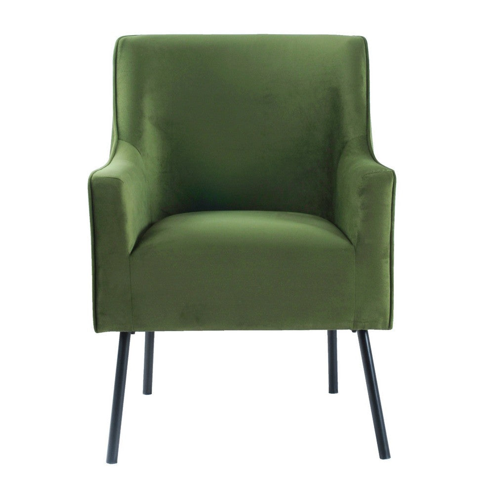 Sune Accent Chair | Soft Dark Green Velvet and Matte Black Metal Legs