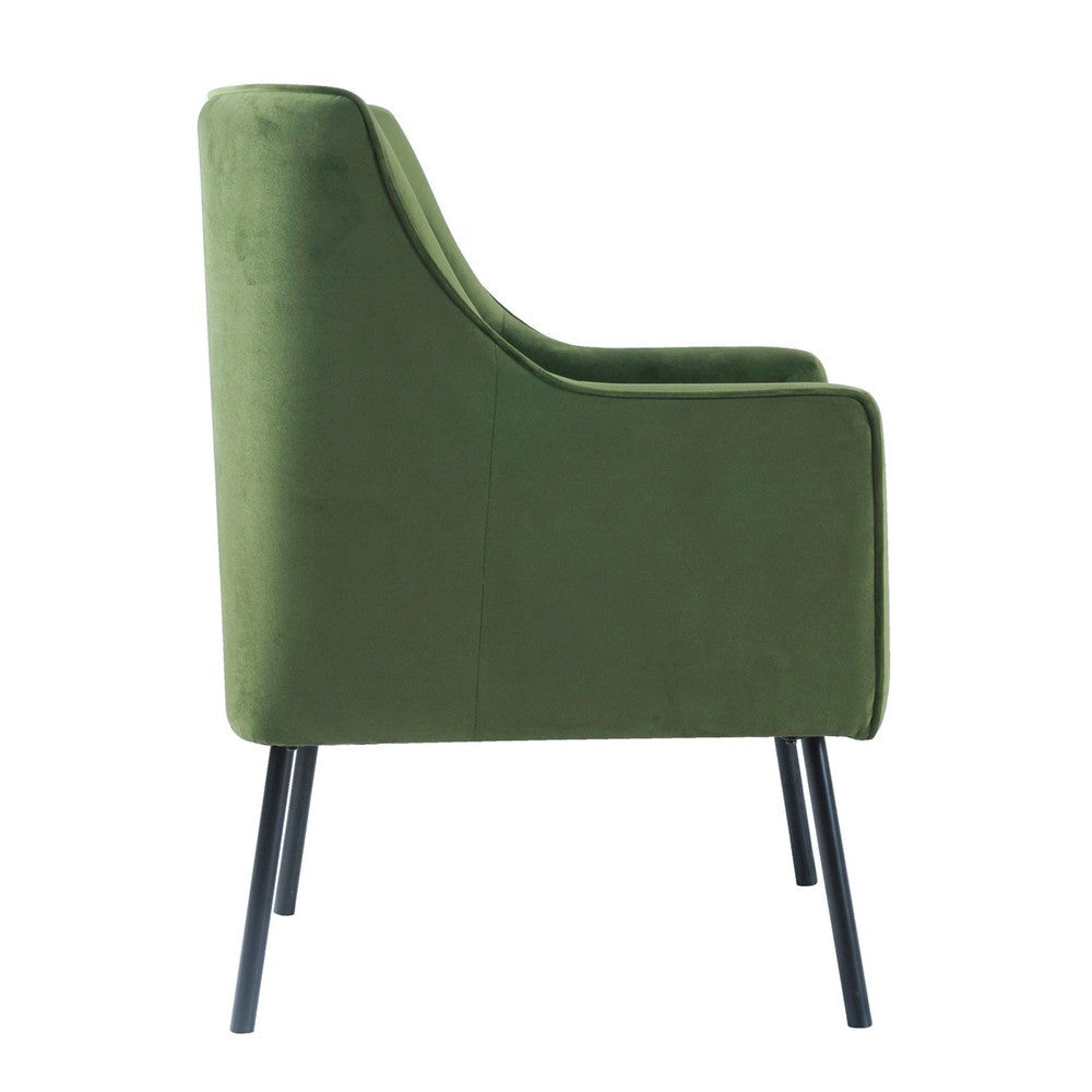 Sune Accent Chair | Soft Dark Green Velvet and Matte Black Metal Legs