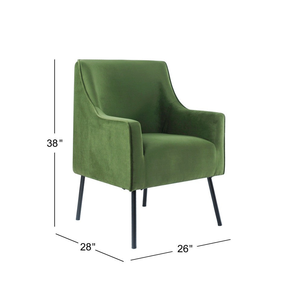 Sune Accent Chair | Soft Dark Green Velvet and Matte Black Metal Legs