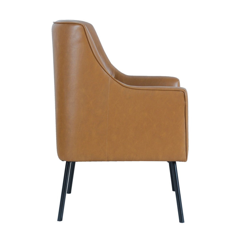 Sune Accent Chair | Brown Faux Leather and Matte Black Metal Legs BM334071