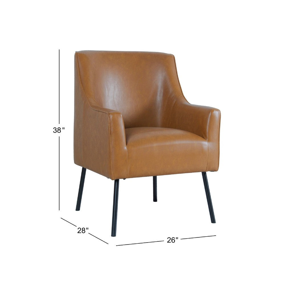 Sune Accent Chair | Brown Faux Leather and Matte Black Metal Legs BM334071