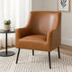 Sune Accent Chair | Brown Faux Leather and Matte Black Metal Legs