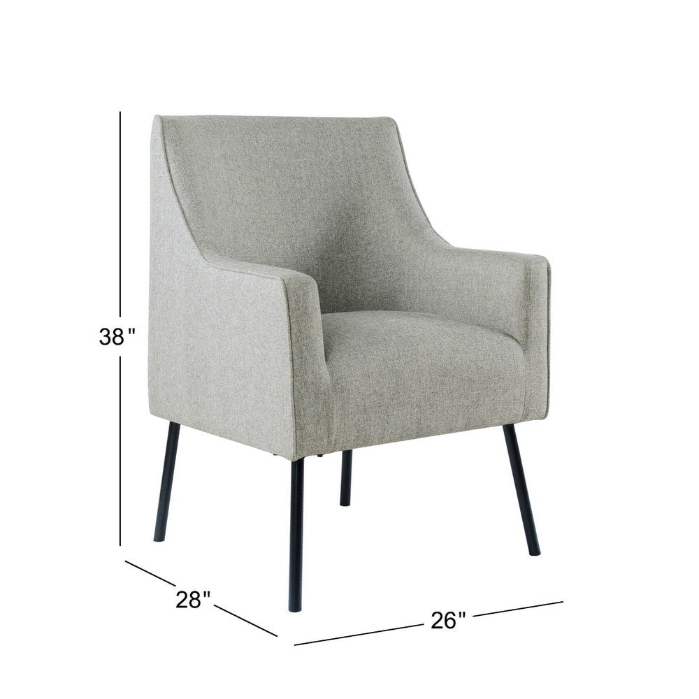 Sune Accent Chair | Light Gray Polyester and Matte Black Metal Legs BM334072