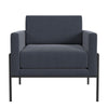 Fiam Accent Armchair | Steel Blue Velvet | Modern Black Metal Legs