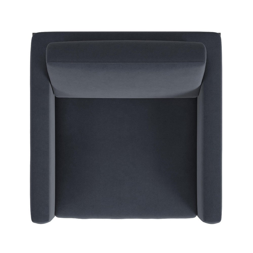 Fiam Accent Armchair | Steel Blue Velvet | Modern Black Metal Legs