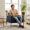 Fiam Accent Armchair | Steel Blue Velvet | Modern Black Metal Legs