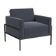 Fiam Accent Armchair | Steel Blue Velvet | Modern Black Metal Legs