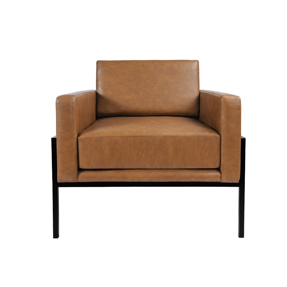Fiam Accent Armchair | Caramel Brown Faux Leather | Modern Black Legs BM334074