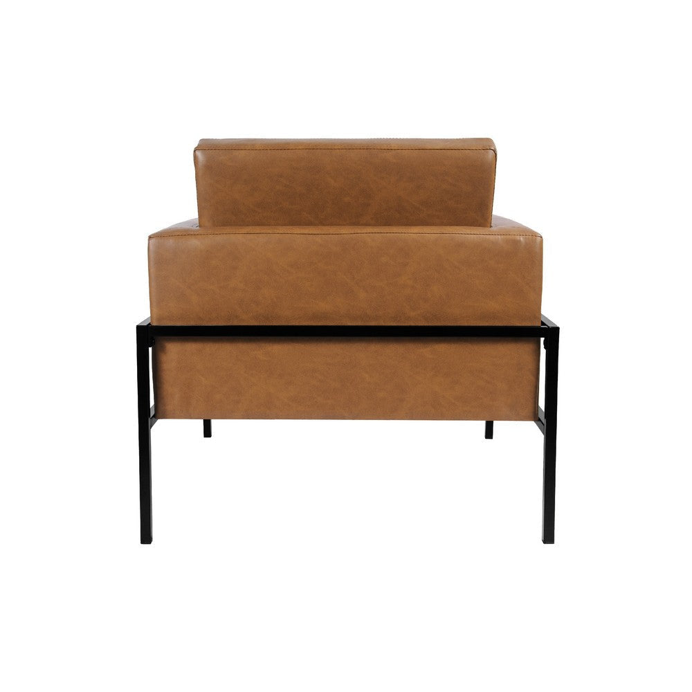 Fiam Accent Armchair | Caramel Brown Faux Leather | Modern Black Legs BM334074