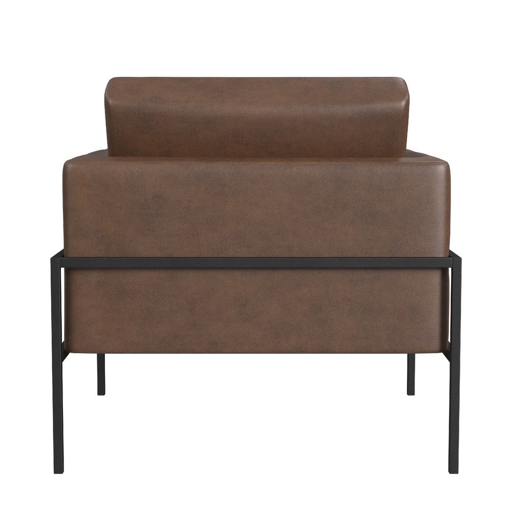 Fiam Accent Armchair | Dark Brown Faux Leather | Modern Black Legs