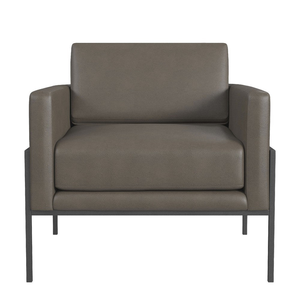 Fiam Accent Armchair | Dark Gray Faux Leather | Modern Black Legs