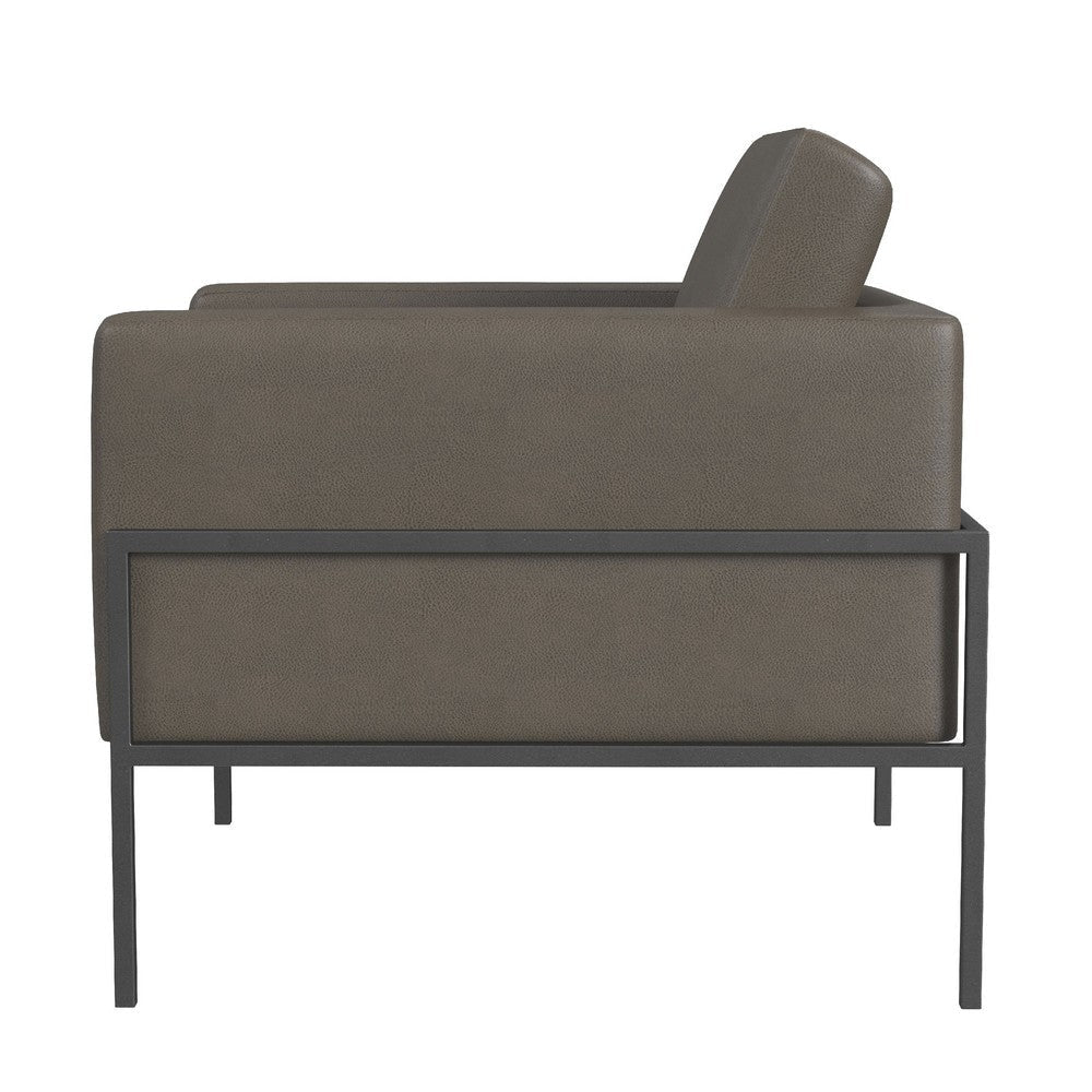 Fiam Accent Armchair | Dark Gray Faux Leather | Modern Black Legs