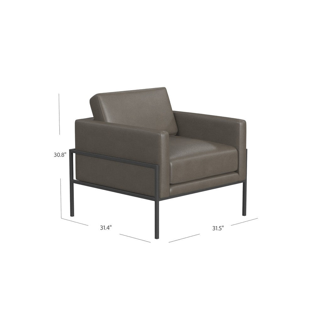 Fiam Accent Armchair | Dark Gray Faux Leather | Modern Black Legs