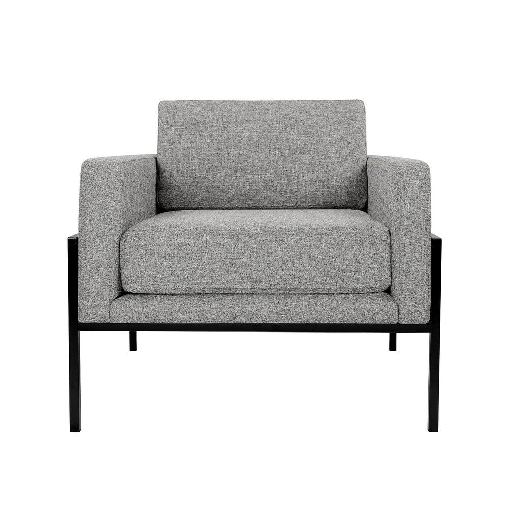 Fiam Accent Armchair | Heather Gray Woven Fabric | Black Metal Legs BM334077