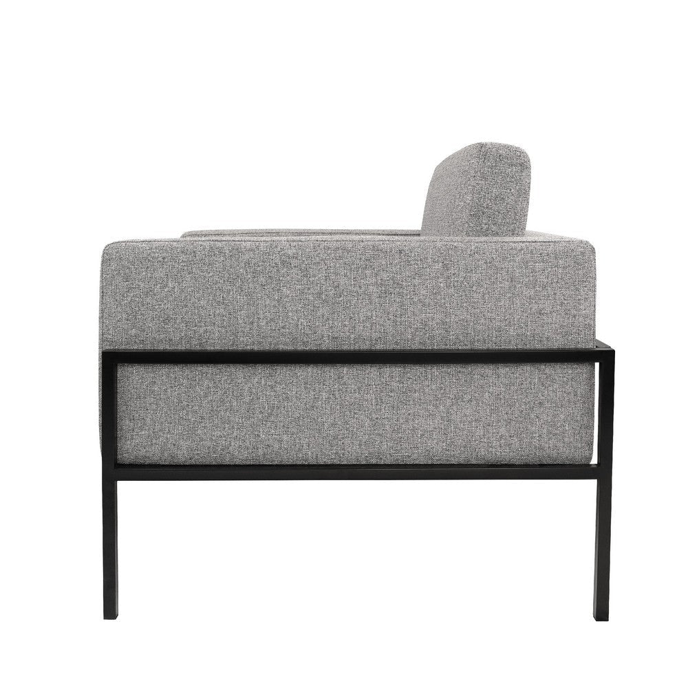 Fiam Accent Armchair | Heather Gray Woven Fabric | Black Metal Legs BM334077