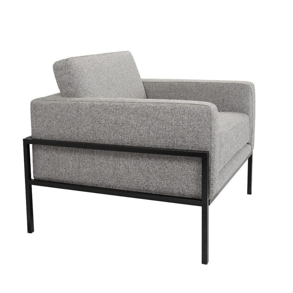 Fiam Accent Armchair | Heather Gray Woven Fabric | Black Metal Legs BM334077