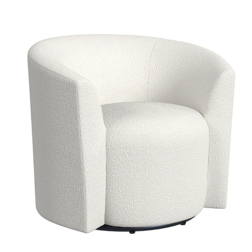 Accent Swivel Chair | Cream Boucle | Sloped Armrests | Barrel Back