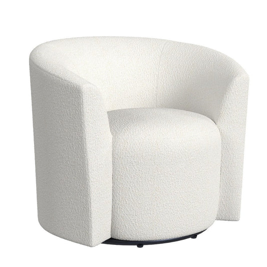 Accent Swivel Chair | Cream Boucle | Sloped Armrests | Barrel Back