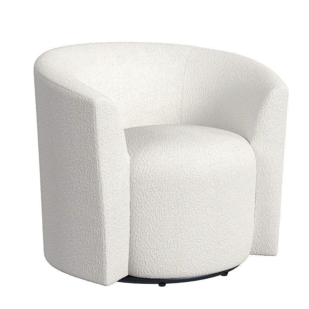 Accent Swivel Chair | Cream Boucle | Sloped Armrests | Barrel Back