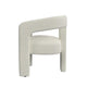 Curved Accent Chair | Modern White Boucle Upholstery on Solid Wood BM334079