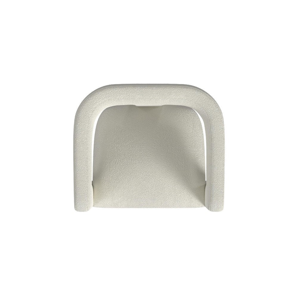 Curved Accent Chair | Modern White Boucle Upholstery on Solid Wood BM334079