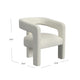 Curved Accent Chair | Modern White Boucle Upholstery on Solid Wood BM334079