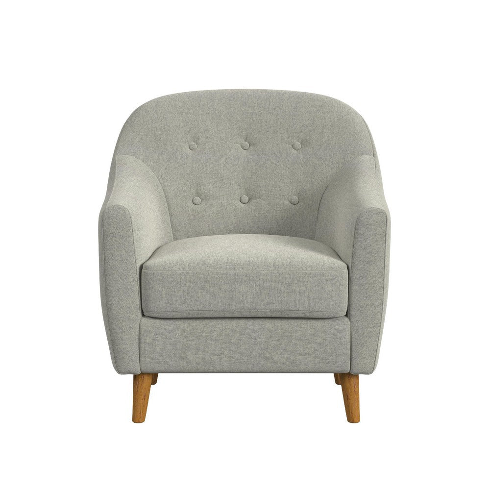 Accent Armchair | Button Tufted Backrest | Soft Gray Woven Fabric BM334080
