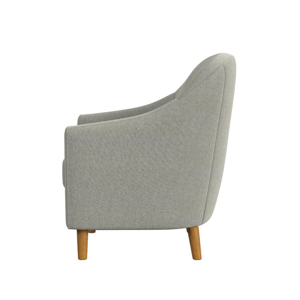 Accent Armchair | Button Tufted Backrest | Soft Gray Woven Fabric BM334080