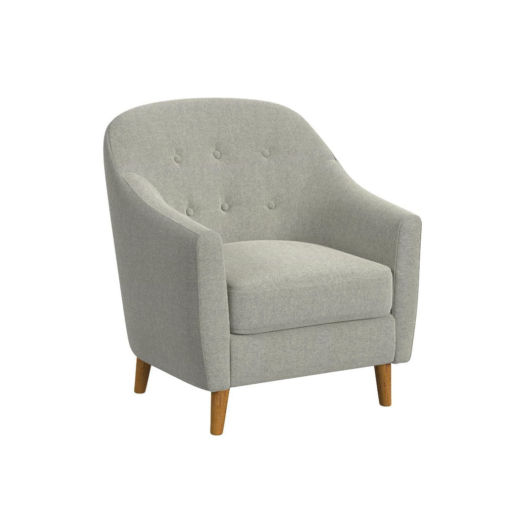 Accent Armchair | Button Tufted Backrest | Soft Gray Woven Fabric