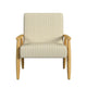 Accent Armchair | Beige and White Stripe Pattern Fabric | Solid Wood BM334081