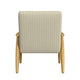 Accent Armchair | Beige and White Stripe Pattern Fabric | Solid Wood BM334081