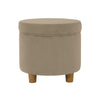 Gio Storage Ottoman | 19’’ Round Lift Top | Fawn Gray Velvet Fabric BM334082