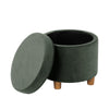 Gio Storage Ottoman | 19’’ Round Lift Top | Rich Forest Green Velvet