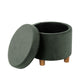 Gio Storage Ottoman | 19’’ Round Lift Top | Rich Forest Green Velvet