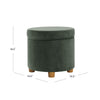 Gio Storage Ottoman | 19’’ Round Lift Top | Rich Forest Green Velvet