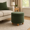 Gio Storage Ottoman | 19" Round Lift Top | Rich Forest Green Velvet