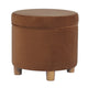 Gio Storage Ottoman | 19’’ Round Lift Top | Spice Brown Velvet Fabric BM334084